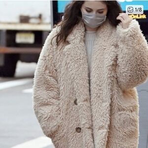 Free People Honey Pie Teddy Double Breasted Coat NWOT